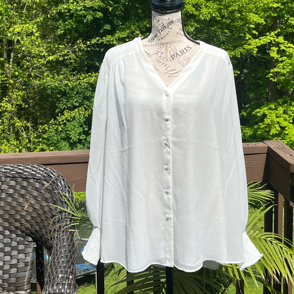 Premise White Button Down Blouse